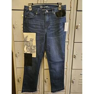 Safari Animal Patch Denim Capri Pants DG2 Diane Gilman Ladies 6 Petite NWT
